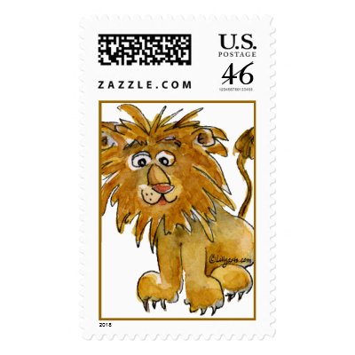 Cute Cartoon Lion Postage Stamps by zooogle