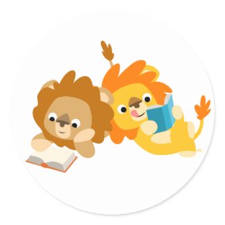 Cute Cartoon Lion Readers sticker sticker