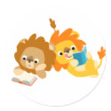 Cute Cartoon Lion Readers sticker by Lioness_Graphics Cute Cartoon Lion Readers sticker