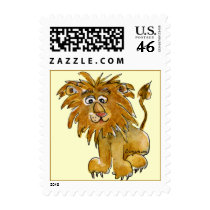 Cute Cartoon Lion Small Postage Stamps
