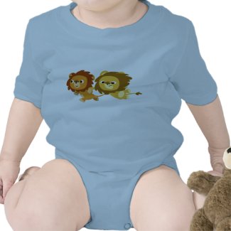 Cute Cartoon Lions in a Hurry Baby Clothing Baby Bodysuit