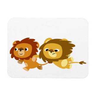 Cute Cartoon Lions in a Hurry Flexible Magnet