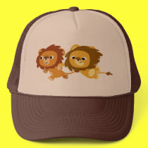 Cute Cartoon Lions in a Hurry Hat by Lioness_Graphics Cute Cartoon Lions in a Hurry Hat