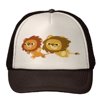 Cute Cartoon Lions in a Hurry Hat