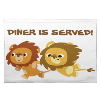 Cute Cartoon Lions in a Hurry Placemat