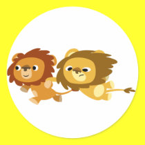 Netter Karikatur-Löwe-in Eile Aufkleber sticker