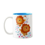 Cute Cartoon Lions In The Garden Mug