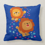 Cute Cartoon Lions In The Garden Pillow