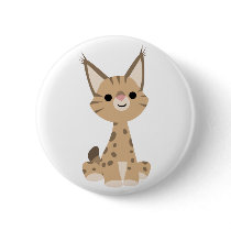 Cute Cartoon Lynx Button Badge