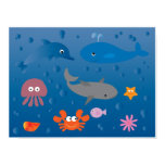 Cute cartoon marine life poster for kids
