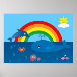 Cute Cartoon Marine Life & Rainbow Custom posters