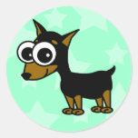 Cute Cartoon Miniature Pinscher Round Stickers