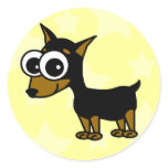 Cute Cartoon Miniature Pinscher Round Stickers