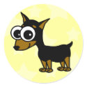 Cute Cartoon Miniature Pinscher Round Stickers