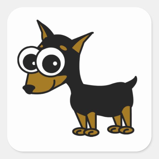 Cute Cartoon Miniature Pinscher Square Sticker | Zazzle