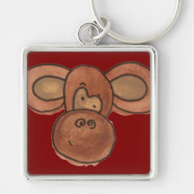 Cute Cartoon Monkey Red Keychain