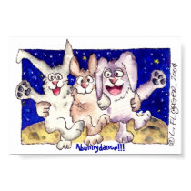Cute Cartoon Moon Bunnies Poster Print