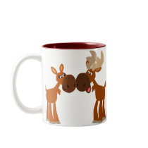 Cute Cartoon Moose Couple in Love Mug