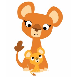Cute Cartoon Mother Lion and cub- Children T-shirt shirt