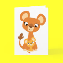 Cute Cartoon Mother Lion and cub Greeting card