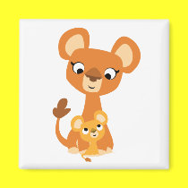Cute Cartoon Mother Lion and cub magnet