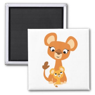 Cute Cartoon Mother Lion and cub magnet magnet