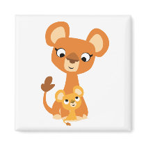 Cute Cartoon Mother Lion and cub magnet by Lioness_Graphics Cute Cartoon Mother Lion and cub magnet