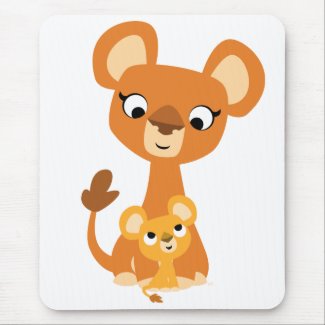 Cute Cartoon Mother Lion and cub mousepad mousepad