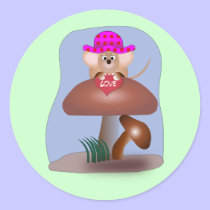 Cute Cartoon Mouse on a Mushroom stickers