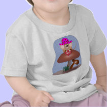 Cute Cartoon Mouse on a Mushroom t-shirts