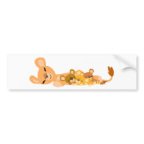 Cute Cartoon Mum Lion and Cubs Bumper Sticker bumper stickers