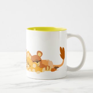 Cute Cartoon Mum Lion and Cubs mug mug