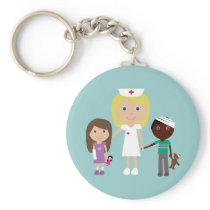 Cute Cartoon Nurse & Children Keychain