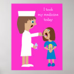 Cute Cartoon Nurse Giving Child Medicine posters