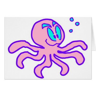 Cute Cartoon Octopus Aquatic Animal Funny Card by AlexandreMasquio