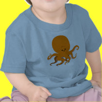 T-shirt bonito do bebê do polvo dos desenhos anima