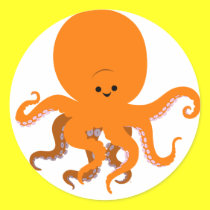 Etiqueta bonito do polvo dos desenhos animados autocolantes