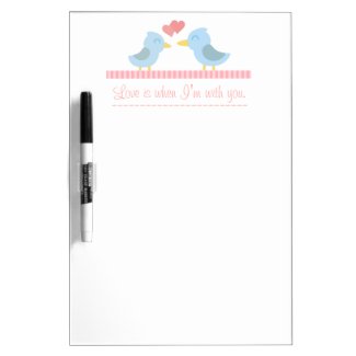 Cute cartoon of a pair of blue birds in love Dry-Erase board