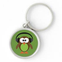 Cute Cartoon Owl With Headphones Key Chains