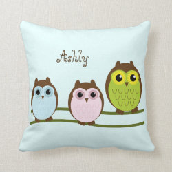 Cute Cartoon Owls Personalized Throw Pillow