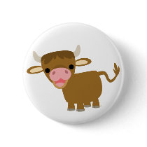 Cute Cartoon Ox button badge by Lioness_Graphics Cute Cartoon Ox button badge