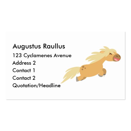 Cute Cartoon Palomino Pony business card (front side)