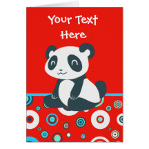 Cute Cartoon Panda Red Whorls Greeting Cards