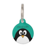 cute cartoon penguin emerald and black pet ID tag