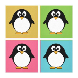 Cute Cartoon Penguins wrappedcanvas