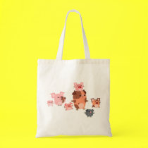 Nette Karikatur-Schwein-Familien-Tasche taschen