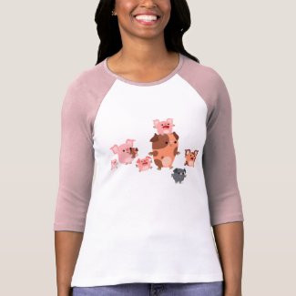 Cute Cartoon Pig Family Women T-Shirt shirt