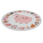 Cute Cartoon Pig Mandala Cutting Board