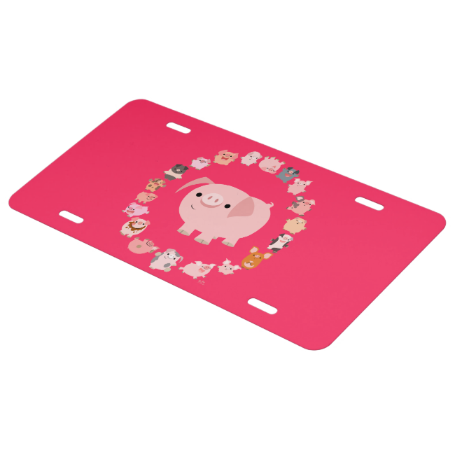 Cute Cartoon Pig Mandala License Plate Cover License Plate