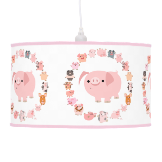 Cute Cartoon Pig Mandala Pendant Lamp Hanging Lamps